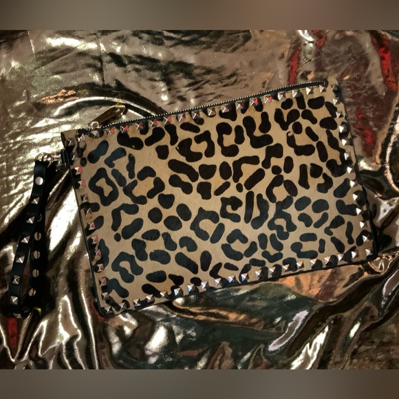 Studded Leopard Clutch